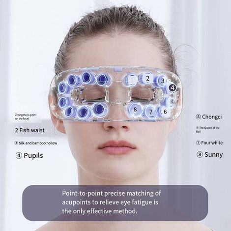Appareil de massage oculaire avec chauffage intelligent, vibrations, brumisation de vapeur et masque pour les yeux, pour un soin et un apaisement des yeux, massage par acupression et soulagement par b (1/4)