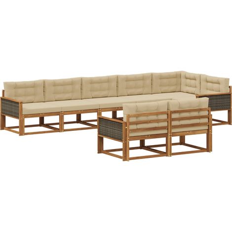 Outdoor-Sofagarnitur 8 pcs Natur und Beige vidaXL