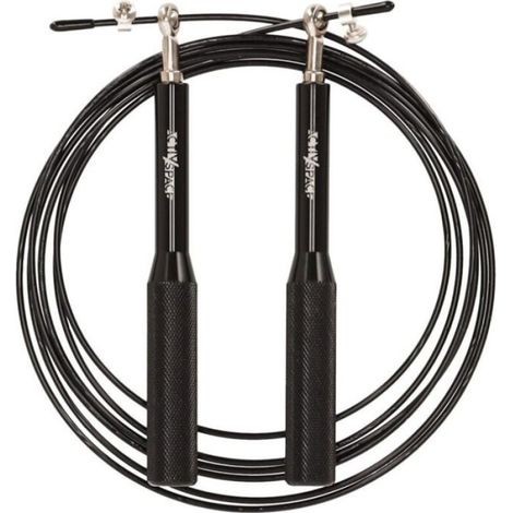 Corde À Sauter - Aluminium - Roulements Intégrés - 300 Cm - Noir - 1 Pièce (1/4)