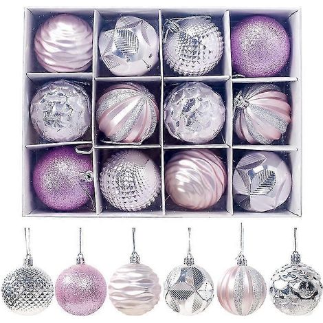Boules de Noël, lot de 12 – Décorations pour sapin de Noël – Roses (1/2)