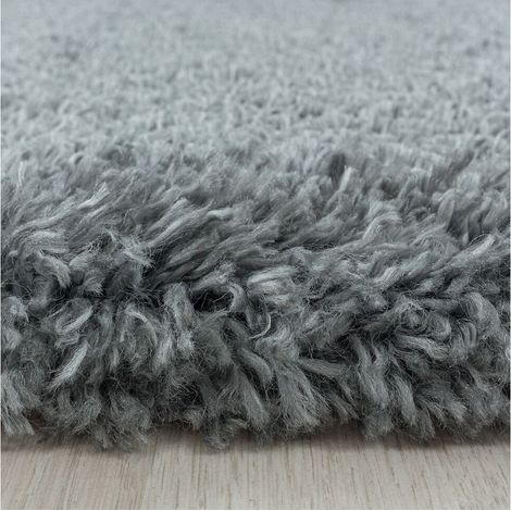 Tapis shaggy moelleux uni rond Matheo Gris clair Ø 200 (1/5)