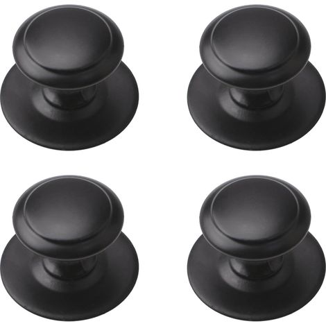 Confezione da 4 pomelli per cassetti in acciaio inossidabile, autoadesivi, istantanei, per porte scorrevoli da 1,38" con viti di montaggio per vetrine (nero opaco) (1/5)