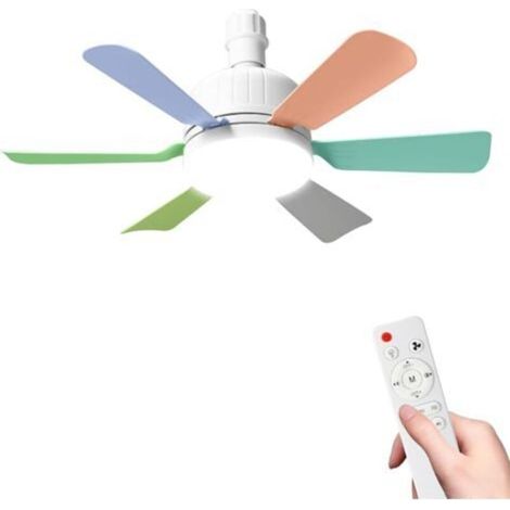 Ventilateur de Plafond avec Lumière et Telecommande, 46CM LED Ventilateur Dimmable Plafonnier, Ampoule Intégrée E27 40W, 3 Couleur Claire, 3 Vitesses, Moteur sans Balais, Pour Bureau, Maison (Coloré) (1/5)