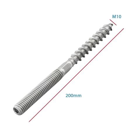 Vis à double filetage M10 x 200 mm - Vis à bois à six pans creux - En acier au carbone - Pour le montage de meubles et de produits en bois (1/4)