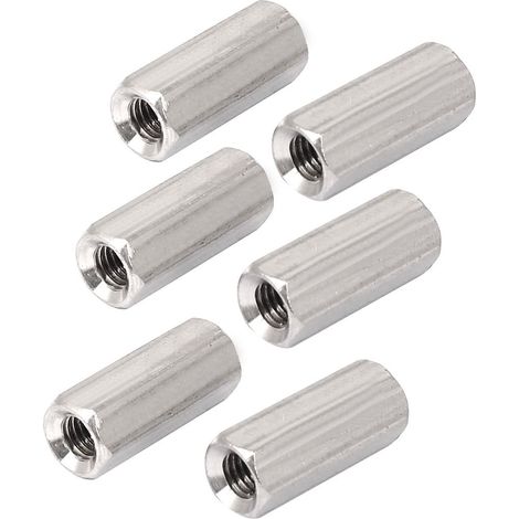 Filetée Barre Tige M5 x 20mm Cloutage Hexagonal Connecteur Profond Écrou 6Pcs (1/2)