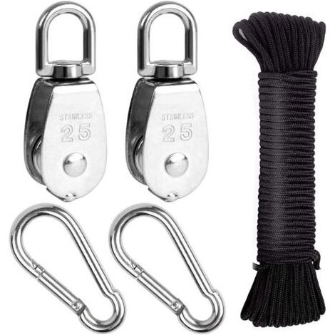 Kit de Poulie en Acier Inoxydable 304,Poulie Simple M25,Poulie de Levage, Poulie pour Cable,Charge 150kgdengyank (1/5)