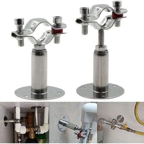 Support Pince Tuyaux Collier Serrage - Réglable Plafond Fixation Murale Colliers de en Acier Inoxydable Diamtre 25-27mm Hauteur 50-100mm pour Tubes Tiges Tuyau Mural Gaz, 2 Pièce (1/5)