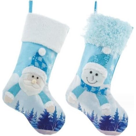 Chaussettes de Noël - Décoration de fête - Tissu - 48x29 CM - Blanc - Cadeau parfait pour Noël (1/4)