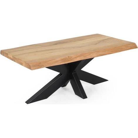 Table basse 120 x 60 cm en chêne clair massif et métal noir - OTTAWA (1/5)