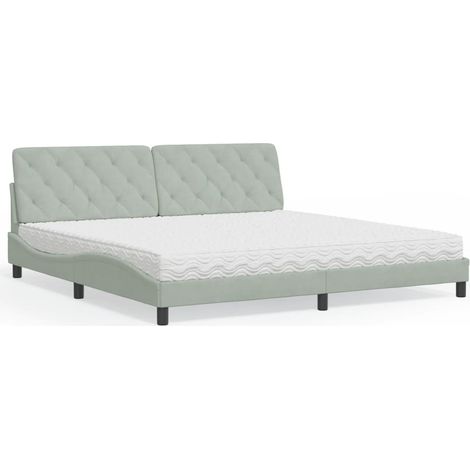 Bett mit Matratze Hellgrau 200x200 cm Samt (1/5)