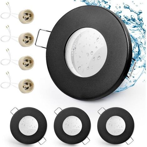 4x Spot LED encastrable IP65, cadre plat 68 mm pour GU10, spots salle de bain et extérieur (1/5)