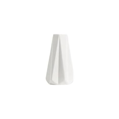 Vase Céramique Blanc 15 cm, Cannelures, Déco Table, Mariage, Bureau, Chambre, Petite Fleur, Design, Moderne (1/5)