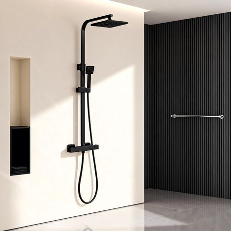 1 Colonne de douche thermostatique, Acier inoxydable, Réglable en hauteur, Douchette flexible, Salle de bain (1/5)