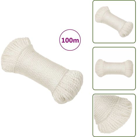 Corde de travail Blanc 6 mm 100 m polypropylène - Corde De Travail - Corde En Polypropylène - Corde Blanche - Corde Robuste - Corde Résistante Aux Uv (1/5)