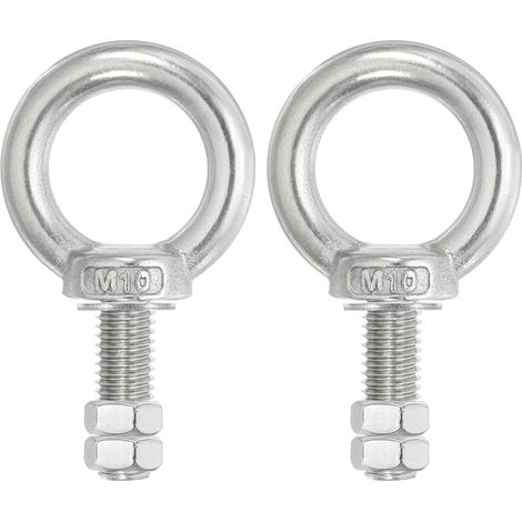Boulons d'Œil d'Épaule de Levage 2 Pcs M10x35 Boulon à Vis en Acier Inoxydable 304 Anneau d'Épaulement Boulon à Œil à Vis Filetée avec Écrous Doubles Fixés pour Levage Suspendu (1/5)