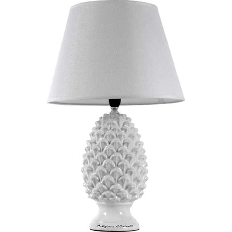 LAMPADA LUMETTO CON DESIGN A PIGNA CON BASE IN COLORE BIANCO 52 CM (1/4)