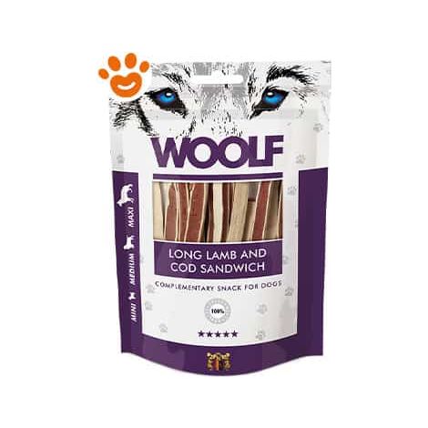 Panino con snack per cani Woolf al gusto agnello e merluzzo 100g
