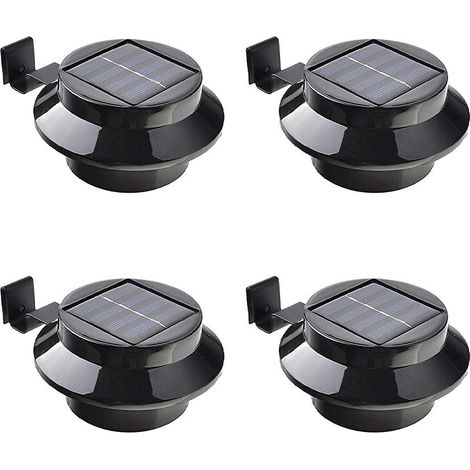 Lot de 4 lampe solaire, étanche, détection jour nuit, pour gouttière, mur, clôture (1/5)