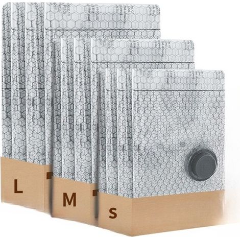 Lot de 9 sacs de rangement sous vide réutilisables pour vêtements, gain de place (3 tailles/50x40cm/60x40cm/60x50cm)-AquaForge (1/4)