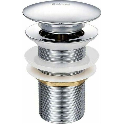 Pop-up basin waste without overflow – Chrome-plated brass – Diameter 66 mm – Height 78 mm – Push-button system for easy draining (1/4)