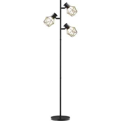 Lampada da Terra 3 Luci Orientabili 40W 41x28x169 cm in Metallo Nero (1/5)