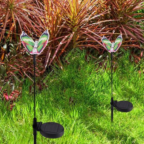 Lampe solaire LED étanche papillon multicolore pour jardin,gazon,avec contrôle de lumière (Vert) (1/5)
