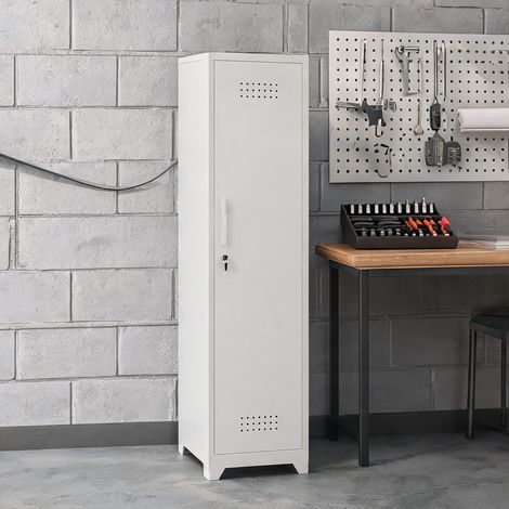 Placard de rangement fin avec porte verrouillable et étagères (1/5)