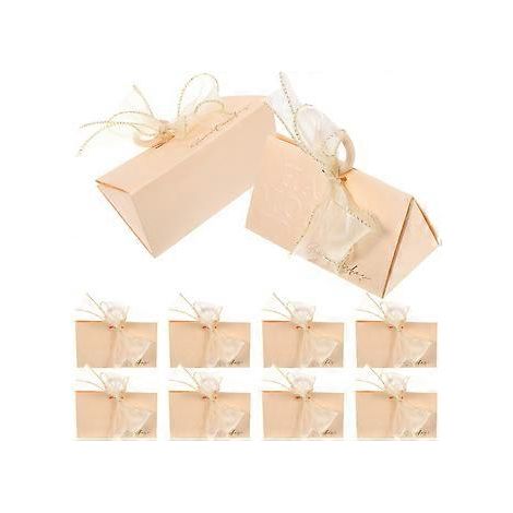 10 Stück Bonbonieren mit Schleife, Geschenkboxen mit Holzgriffen (1/2)