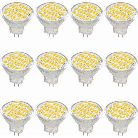 MR11 GU4 Ampoule LED lumière lumières DC/AC 10–30V 3 W, 12V, 24V, 30W Ampoule halogène équivalent, 400 lumens, Blanc chaud 3000K, LED de remplacement pour kit, jardin, intérieur, (lot de 12) (1/4)