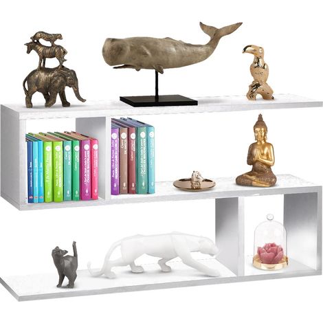 Libreria Bassa Design Moderna Scaffale 5 Ripiani 80x20x50cm Casa Ufficio Bianco (1/4)