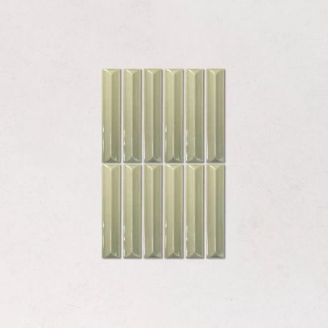 Faience Effet Zellige Vert Clair NOUVELLE 3x16cm 3D Sage
