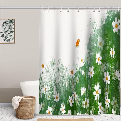 Rideau de douche imperméable résistant à la moisissure avec 6 crochets, rideau de porte en polyester pour salle de bain dortoir scolaire, 180 x 180 cm (1/5)