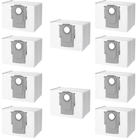 Lot de 10 sacs pour aspirateur Roborock S8+/ S8 Pro Ultra S7 MaxV Ultra S7 Pro Ultra Q7+ Q7 Max Plus Q5+ T8 avec base autovideuse, grande capacité-AquaForge