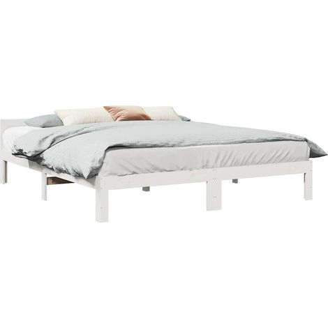 Massivholzbett ohne Matratze Weiß 180x200 cm Kiefernholz vidaXL (1/5)