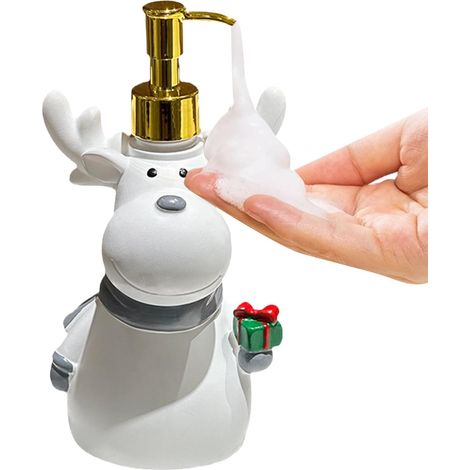 Dispensador de jabón decorativo con forma de reno, recargable, accesorio festivo para la cocina o el baño.