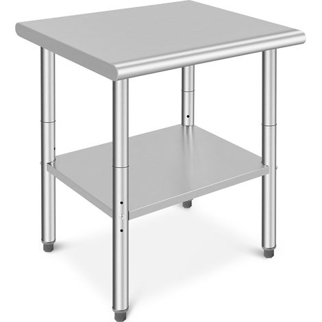 Table de Travail Cuisine Inox 76x60x88 cm, Plan de Travail Cuisine en 2 Etages, Table de Travail en Acier Inoxydable pour Préparation des Aliments aux Restaurant/Cliniques (1/5)