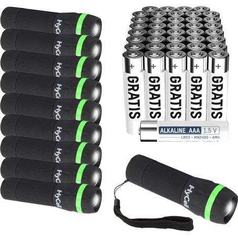 Hycell Mini LED Taschenlampe inkl. AAA Batterien + 40 AAA Batterien Gratis