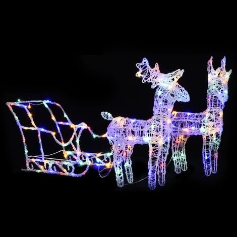 Reno y trineo adorno navideño 160 LEDs acrílico 130 cm vidaXL