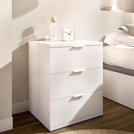 Mesita Blythe, un Estante, 3 Cajones, Apertura Deslizante, 34x42x57h cm Blanco (1/5)