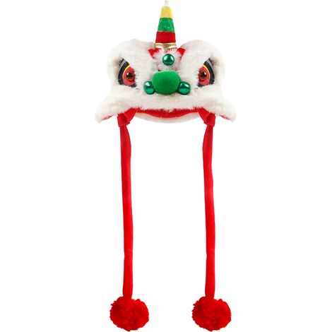 Chapeau de lion pour animaux de compagnie de style chinois, célébration, mignon, chaud, réglable, danse du chien pour le nouvel an, Noël, vacances, vert L (1/5)