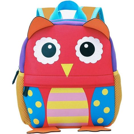 Cartable enfant imperméable imprimé animalier (hibou, S) (1/2)