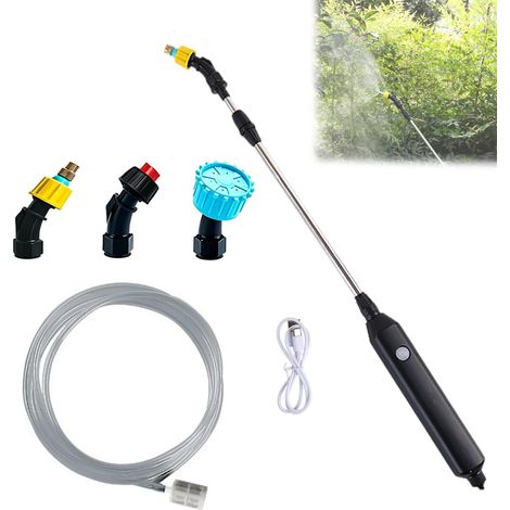 Akku-Drucksprüher 3,7 V, elektrisches Pflanzensprühgerät, Gartensprüher mit 3 verstellbaren Düsen und 3 m Schlauch, wiederaufladbare, tragbare Sprühlanze für Garten, Hof, Rasen und Unkrautbekämpfung (1/5)
