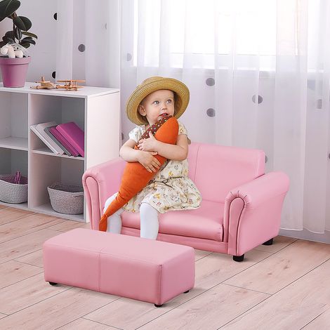 Fauteuil enfant avec repose-pieds, canapé enfant avec repose-pieds, canapé enfant, fauteuil-canapé, rose 83 x 42 x 41 cm (1/5)