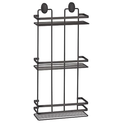 Mensola doccia rettangolare 3 ripiani in acciaio nero opaco Linea Cover Black Feridras