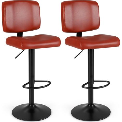 COSTWAY Set di 2 Sgabelli da Bar, Sedie da Bar Moderne Girevoli con Altezza Regolabile e Seduta Imbottita in Pelle, Sgabelli Rivestiti per Banco con Poggiapiedi per Sala da Pranzo, Isola Cucina e Pub (1/4)