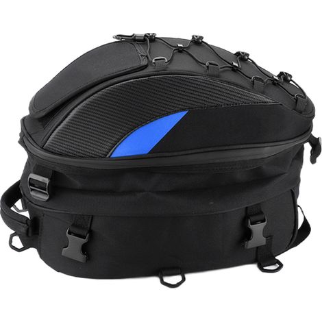 Sacoche de selle arrière de moto imperméable en tissu Oxford tissé haute densité réfléchissant universel (bleu) (1/5)