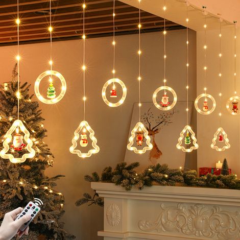 Guirlande lumineuse LED de 3 m pour l'extérieur et l'intérieur, Rideau lumineux de Noël avec télécommande, Lumière de Noël à piles, étanchéité IP44 (1/5)