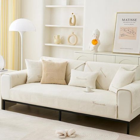 Sofabezug für 1 , 2 , 3 oder 4 Sitzer Sofas sowie L förmige Sofas, universell, rutschfest, strukturiert, hochelastisch, für das Wohnzimmer, inklu (1/5)