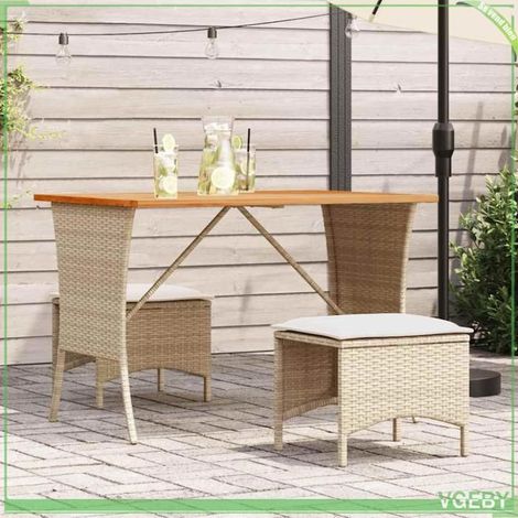 Ensemble de salle à manger de jardin - FAFEICY - 4104137 - Beige - Résine tressée (poly rotin) - Dessus acacia (1/5)