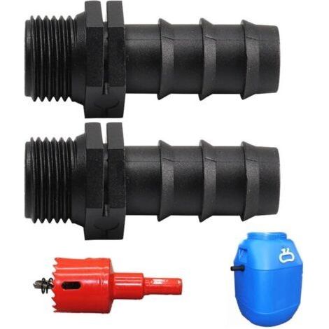 Rainwater Collector Kit, Rainwater Tank Connection Kit for Rainwater Tanks, Water Tanks, Cisterns, Overflow Tank, Bulkhead Fitting, Water Tank, Straight End, 25 mm Diameter (1/4)